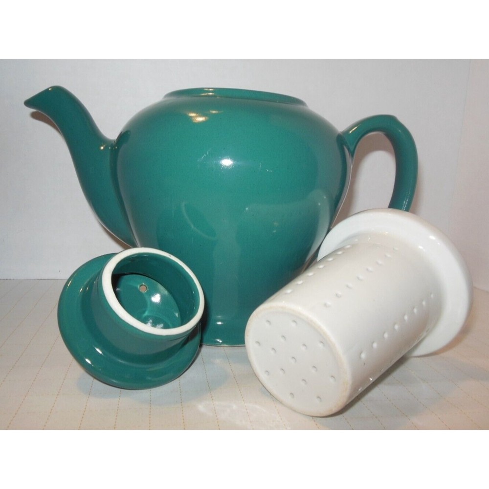 Vintage Teal Colored McCormick tea pot with infuser - Picture 3 of 8